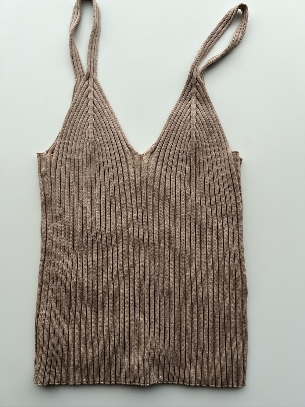 H&M Ribbed V-Neck Cami - Taupe - Picture 1 of 4